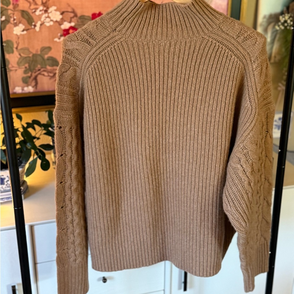 J Crew Cropped Cable Mockneck Cashmere (Camel) - Rare and Perfect Condition! 🩷 - Picture 4 of 9